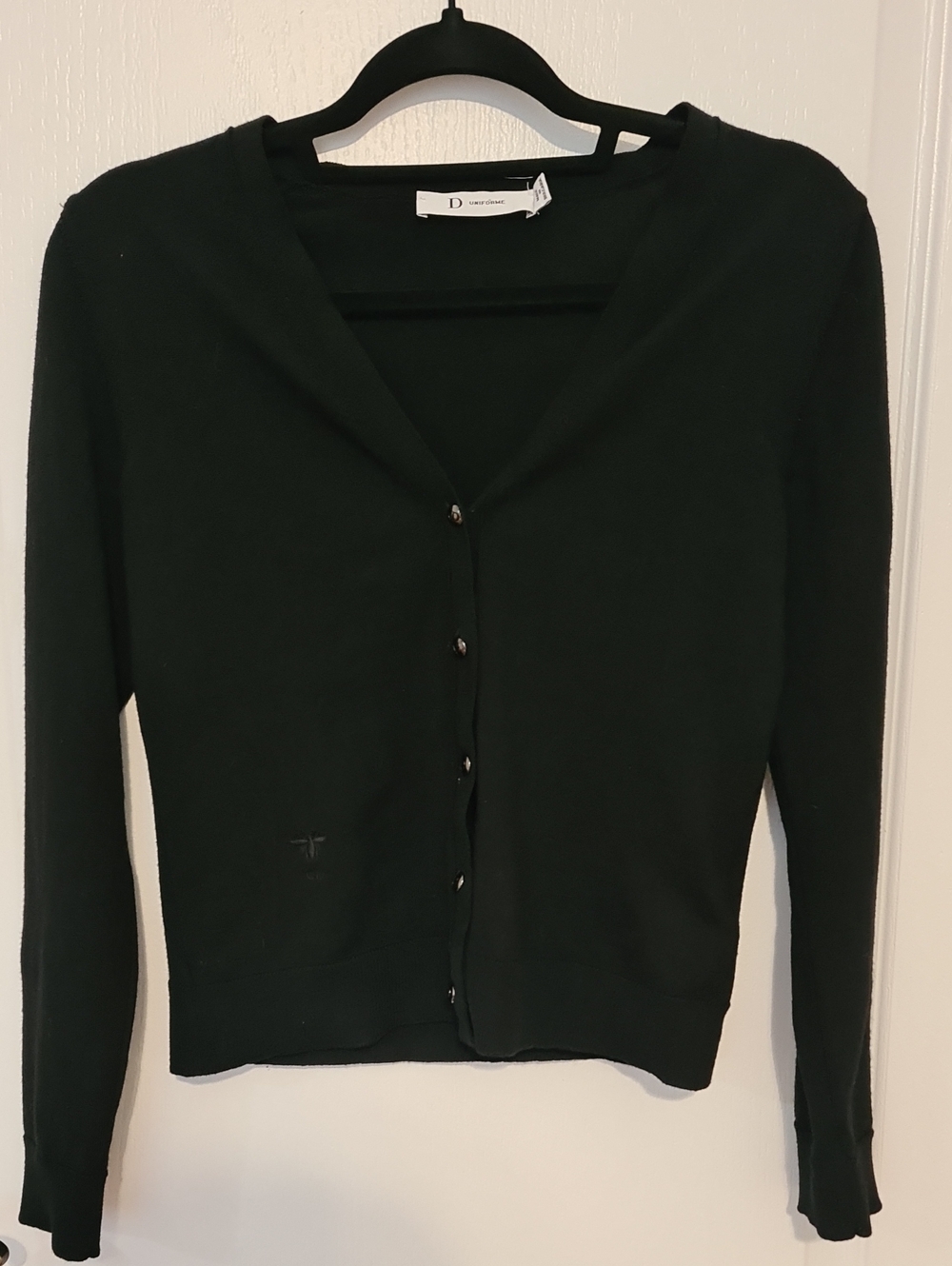 Dior Uniform -  Black Wool V-Neck Button Cardigan